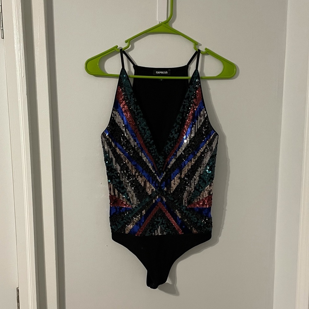 Express Multi Color Sequin Bodysuit - Size Small - Never Worn
